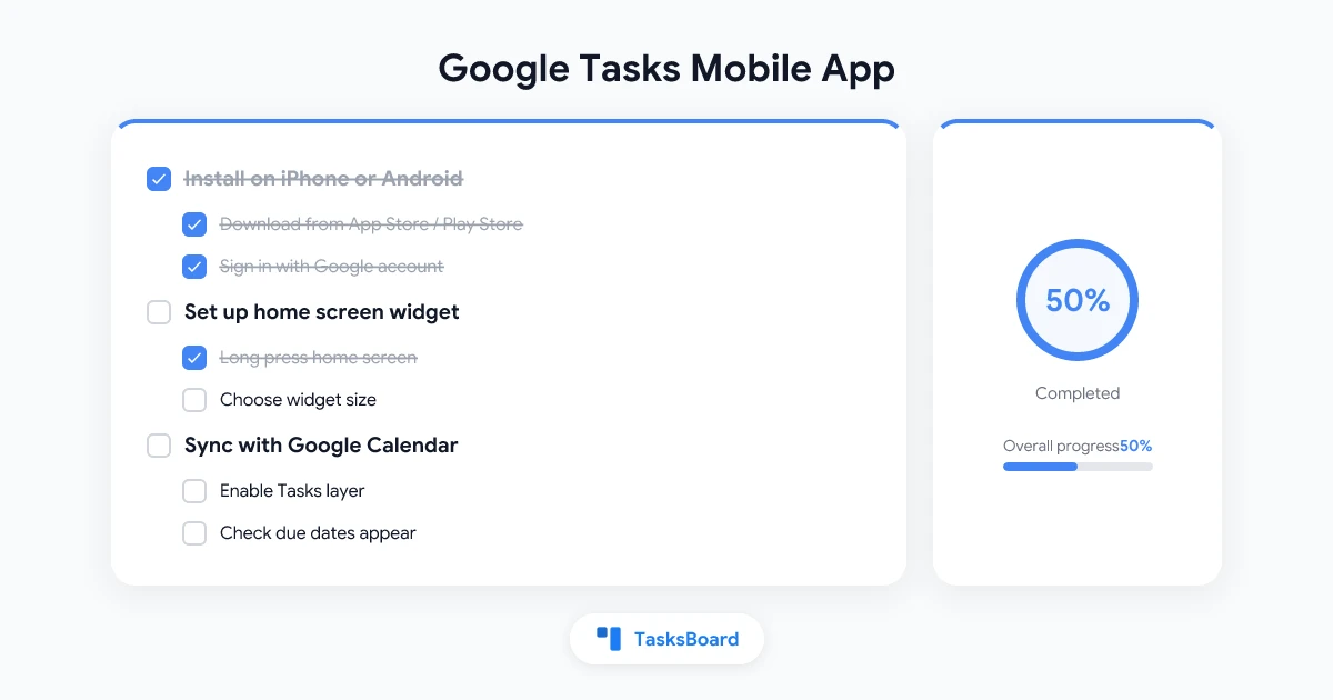 Google Tasks 모바일 앱: 아이폰과 안드로이드 사용자를 위한 완벽 가이드 (2026)