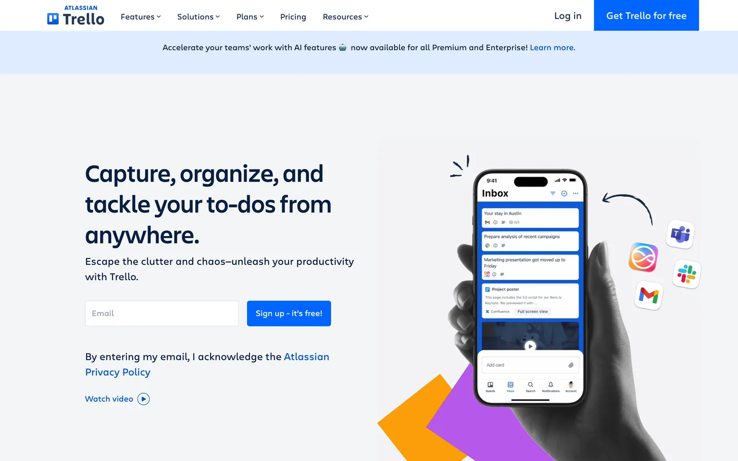 Trello homepage