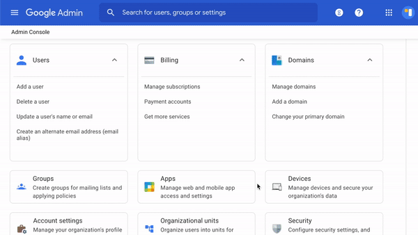 Enable Calendar and Tasks access in Google Workspace admin settings