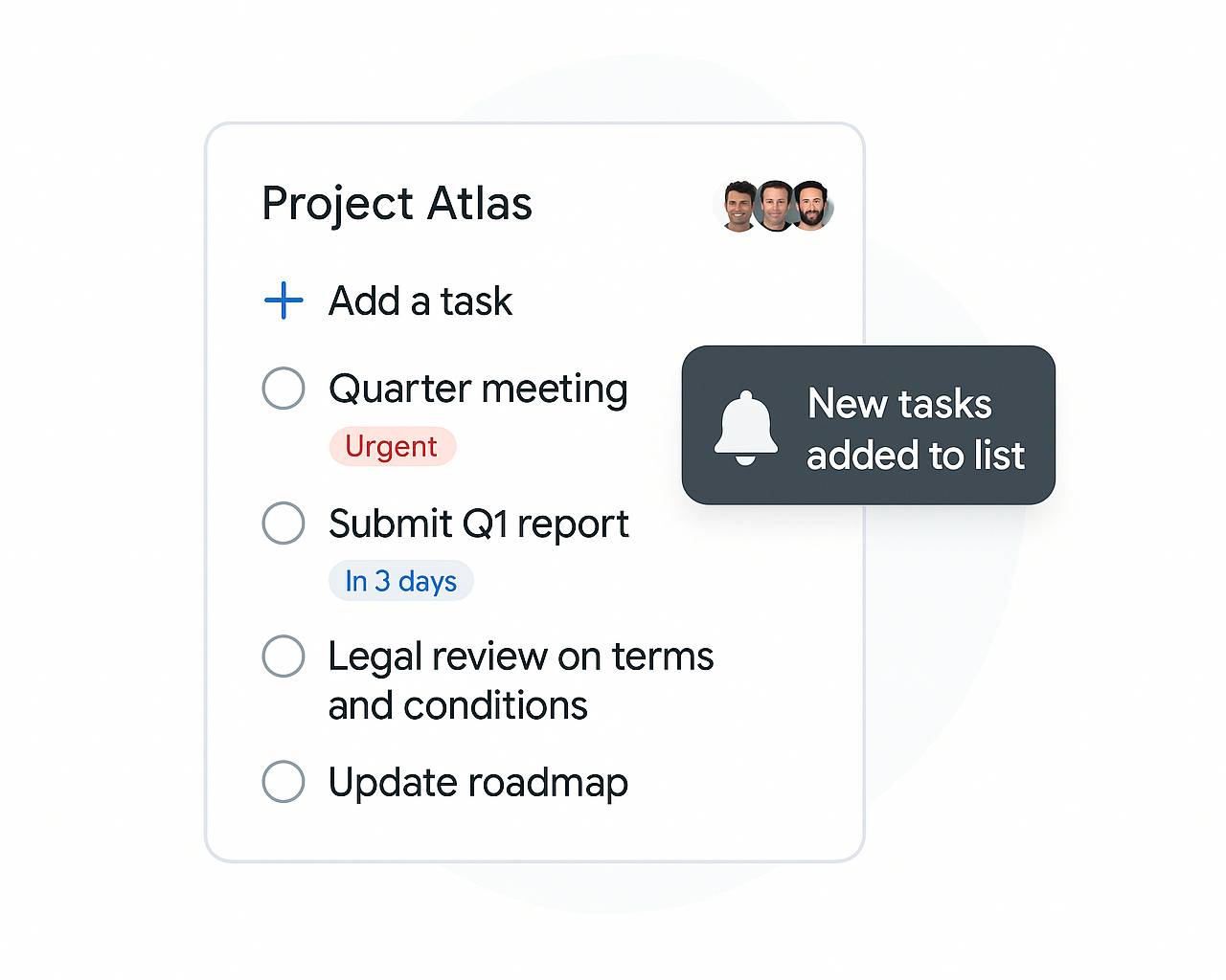 TasksBoard showing overdue task flags for weekly review